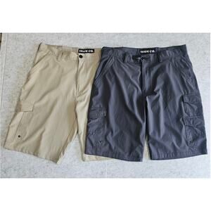 Iron Co. Performance Stretch Sports Golf Shorts, Gray & Tan, 2 Pack, Mens Sz 36